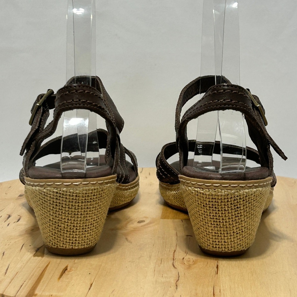 Timberland EarthKeepers Womens Brown Leather Open Toe Wedge Sandal - Size 7 & 38 - Picture 6 of 11